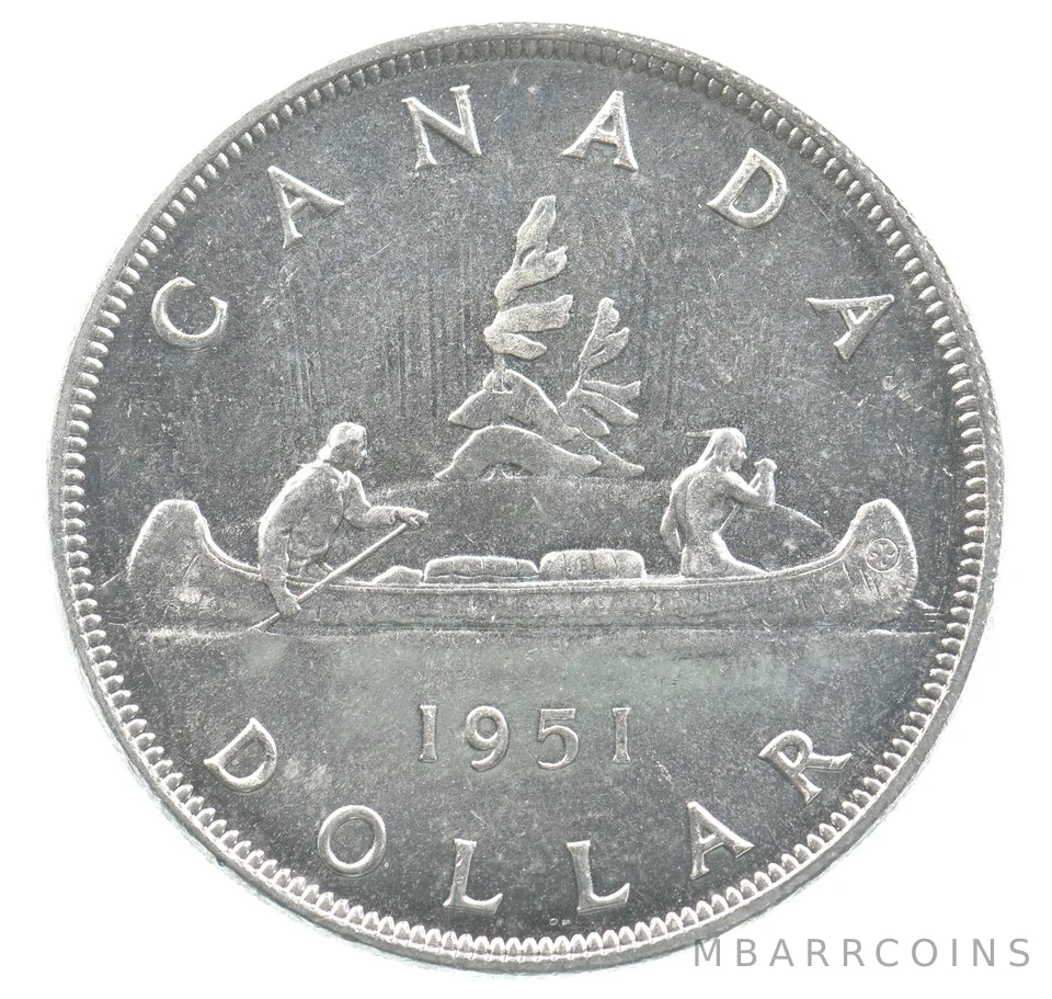 1951 Canada 1 Dollar Silver Voyageurs *4056