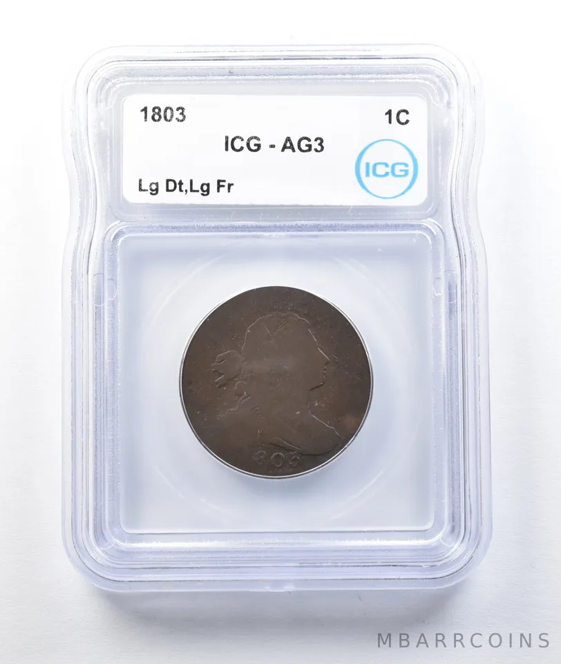 1803 Draped Bust Large Cent Large Date Large Fr AG3 ICG Lowball *8753