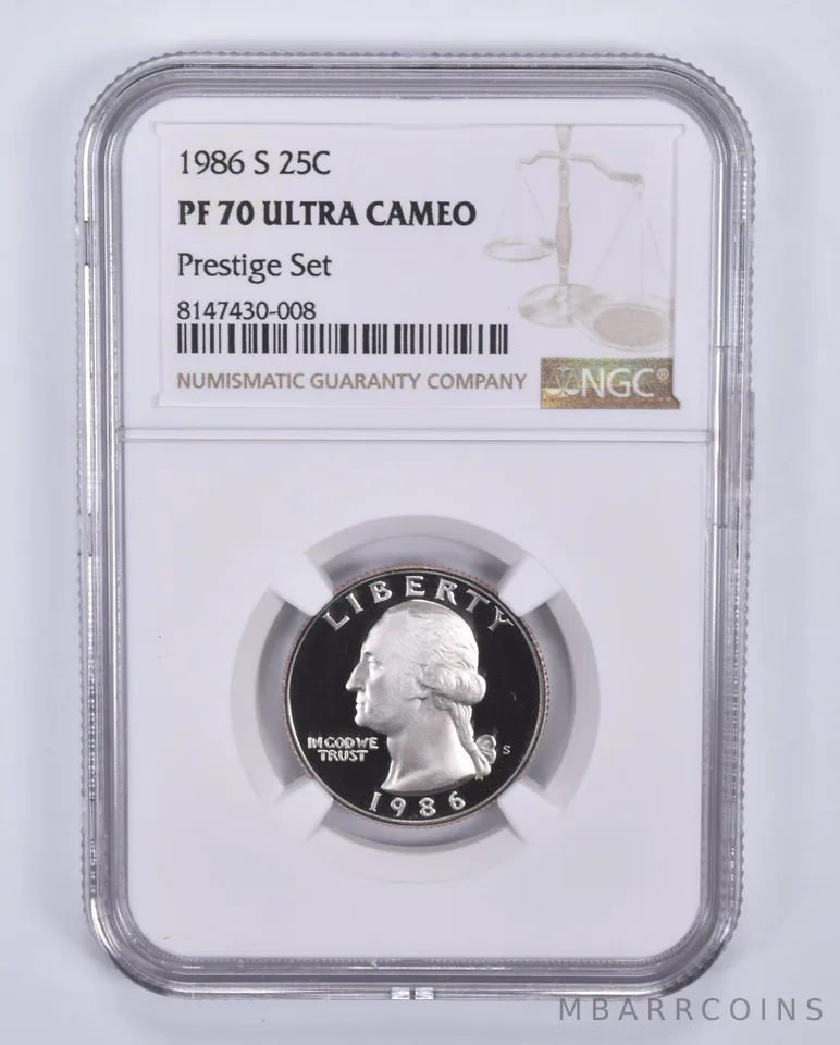 1986-S Washington Quarter Prestige Set PF70 UCAM NGC Brown Label