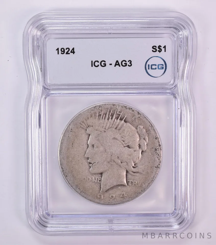 1924 Peace Silver Dollar AG3 ICG Lowball