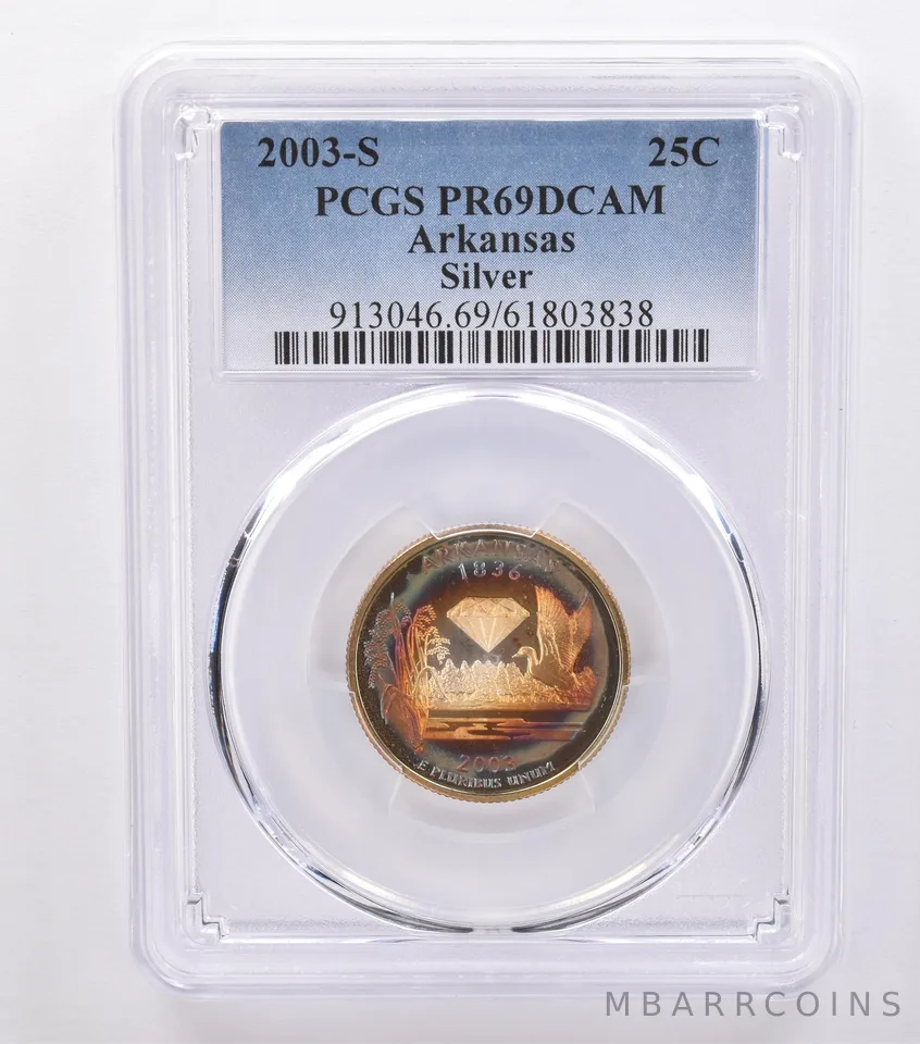 2003-S Washington State Quarter Arkansas Silver PR69 DCAM PCGS Nice Tone *8783