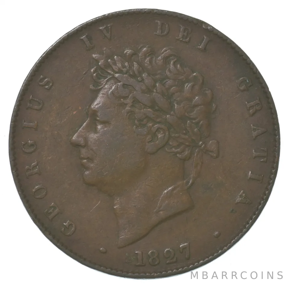 1827 United Kingdom 1 Penny Great Britain British 1P a6374