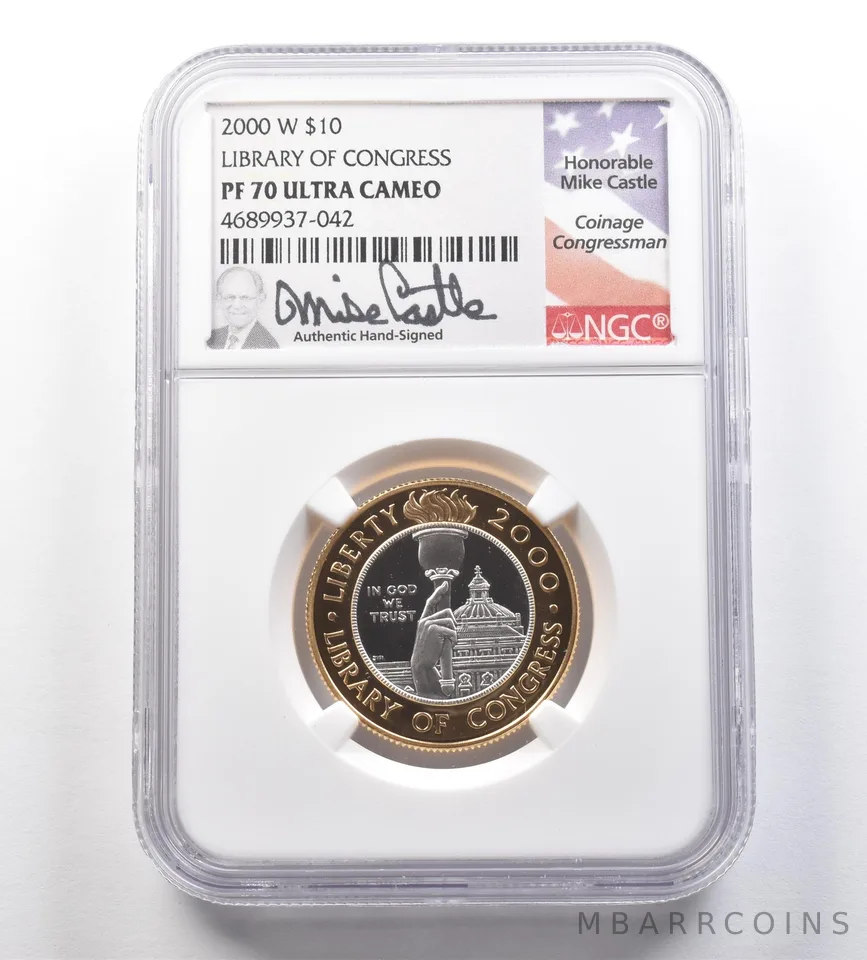 2000-W $10 Library of Congress Bimetallic Commemorative PF70 NGC Castle *2568