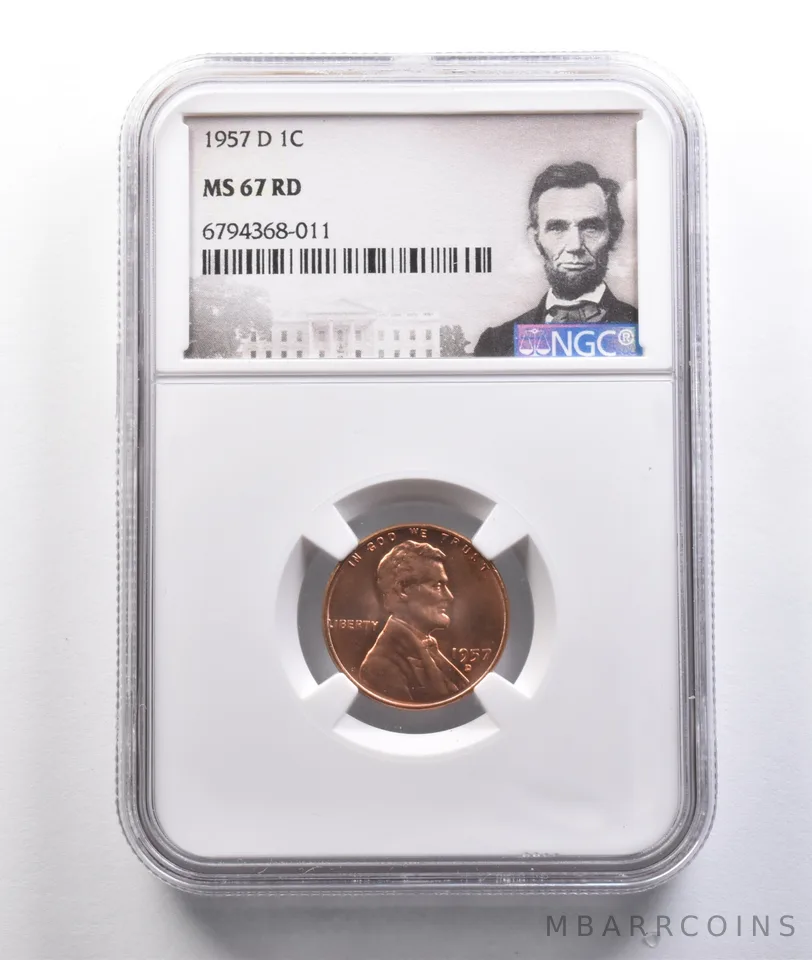 1957-D Lincoln Wheat Cent MS67 RD NGC a6785