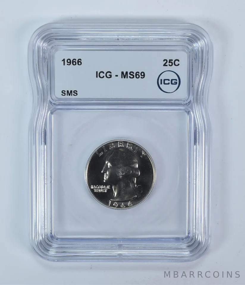 1966 Washington Quarter SMS MS69 ICG
