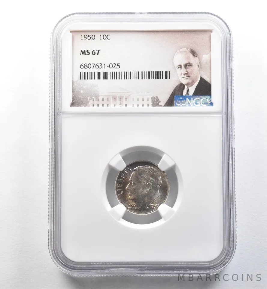 1950 Roosevelt Dime MS67 NGC *2635