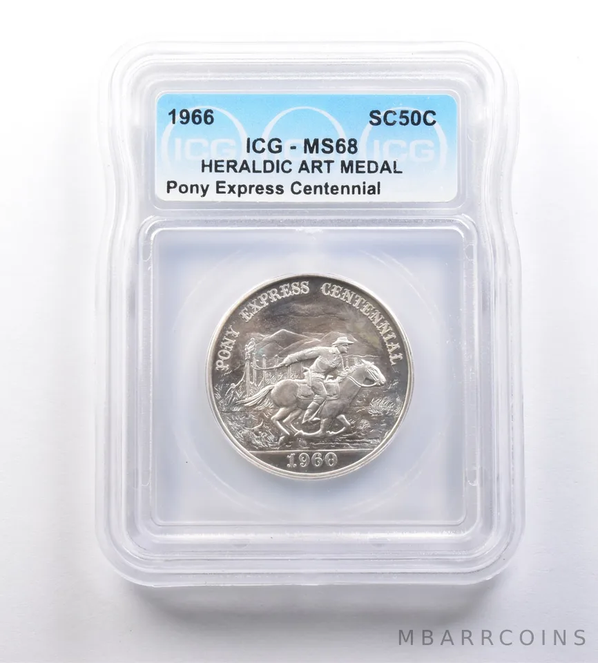 1966 So-Called Half Dollar Pony Express Centennial MS68 ICG *7221