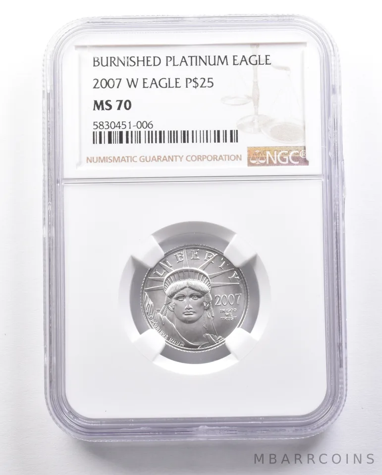 2007-W $25 American Platinum Eagle 1/4 Oz 0.25 Oz Platinum MS70 NGC *4732