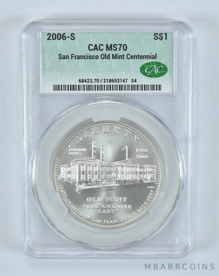 2006-S San Francisco Old Mint Commemorative Silver Dollar MS70 CAC CACg