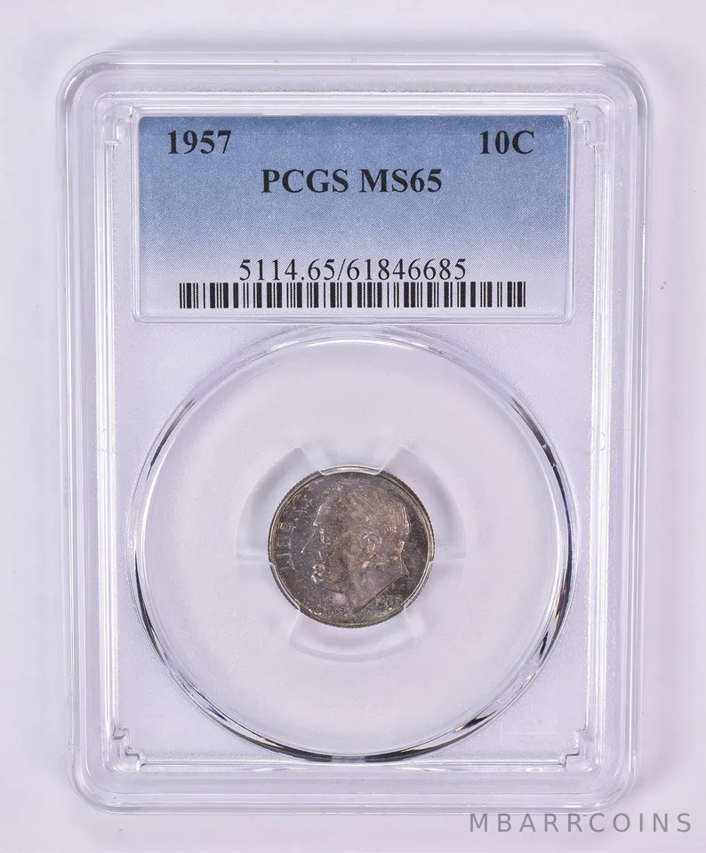 1957 Roosevelt Dime MS65 PCGS Beautiful Tone *1153