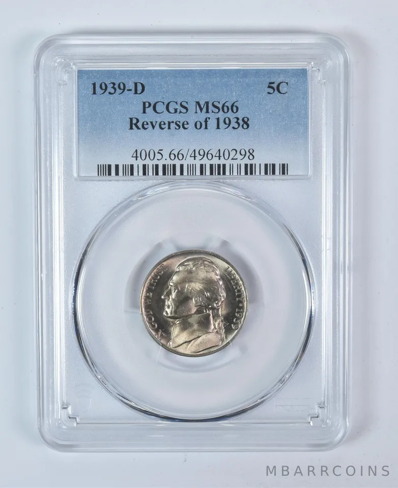 1939-D Jefferson Nickel Reverse Of 38 MS66 PCGS Blue Label