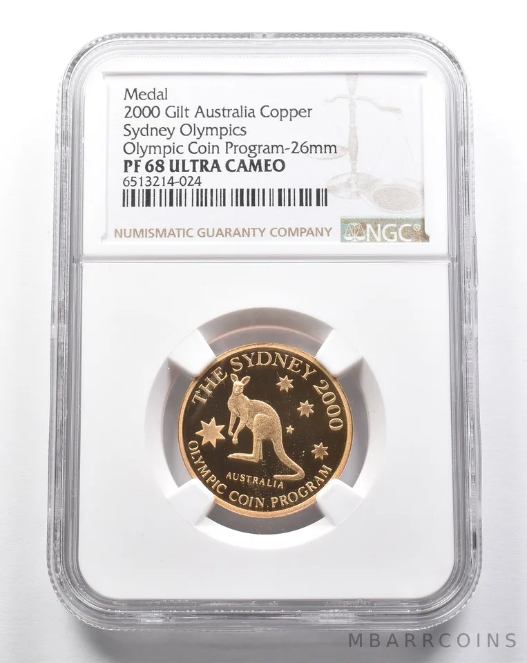 PF68 UCAM 2000 Australia Gilt Copper Medal Sydney Olympics NGC *2851