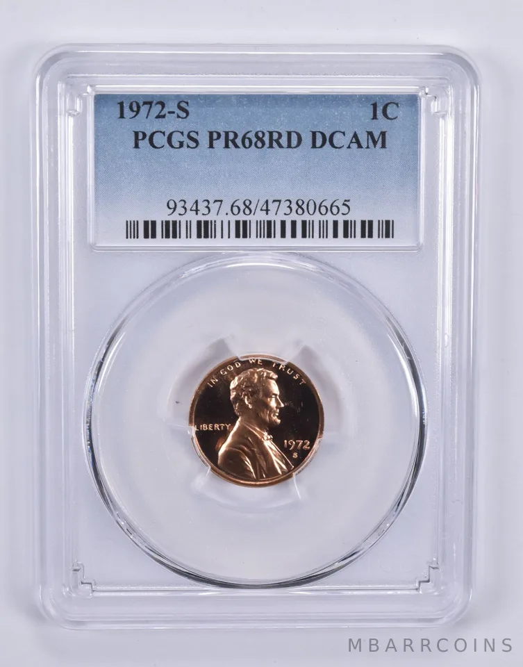 1972-S Lincoln Memorial Cent 1c PR68 RD DCAM PCGS Blue Label