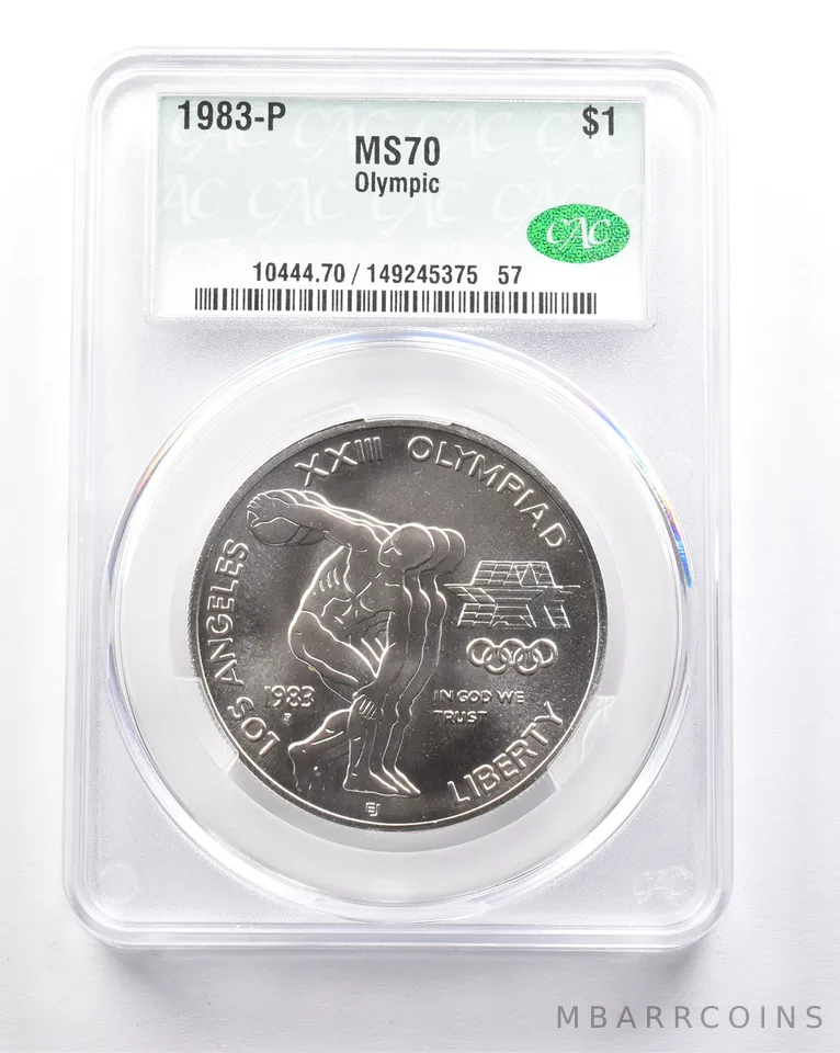 MS70 1983-P Olympic Discus Commemorative Dollar CAC CACG *6287