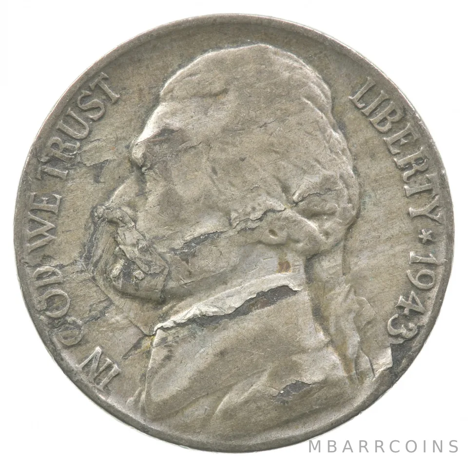 1943-P Jefferson Nickel Lamination Error *6141