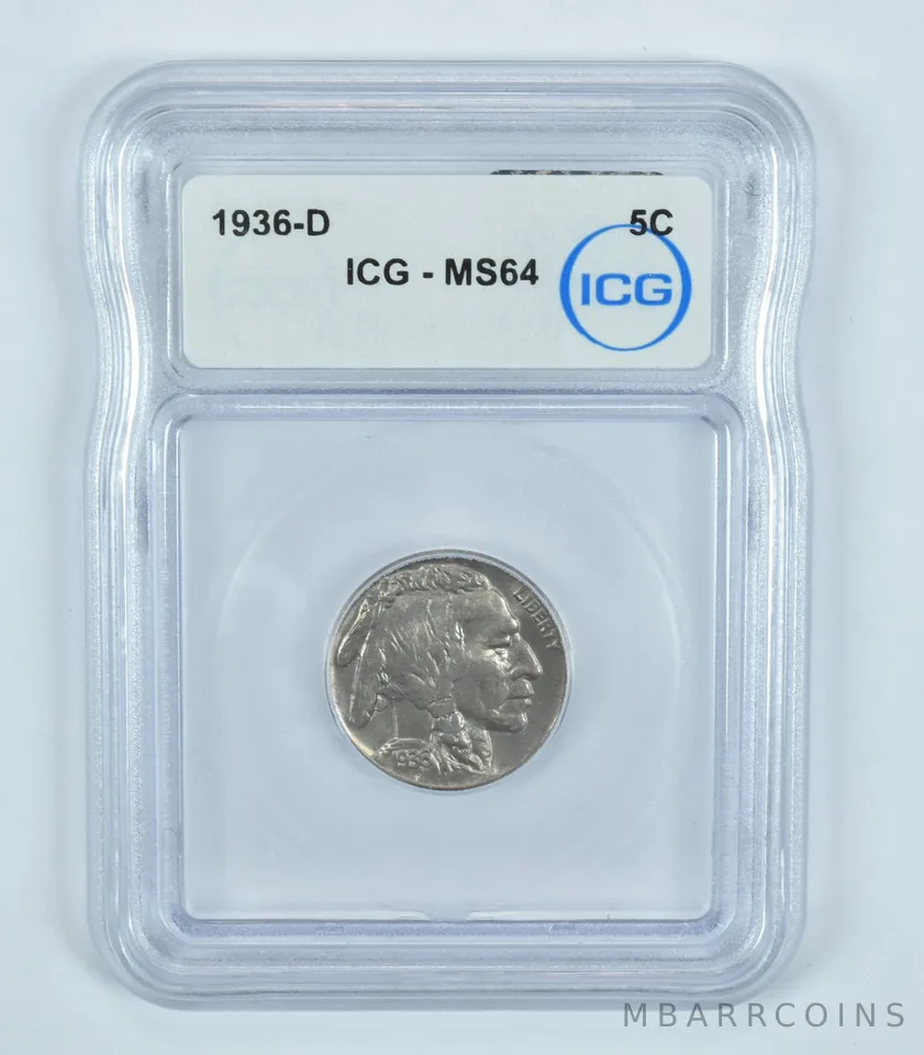 1936-D Indian Head Buffalo Nickel MS64 ICG