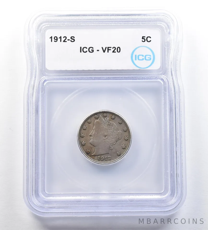 1912-S Liberty V Nickel VF20 ICG *7118
