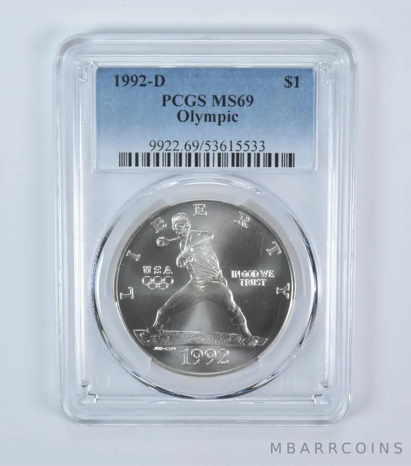 1992-D Olympic Baseball Commemorative Silver Dollar MS69 PCGS