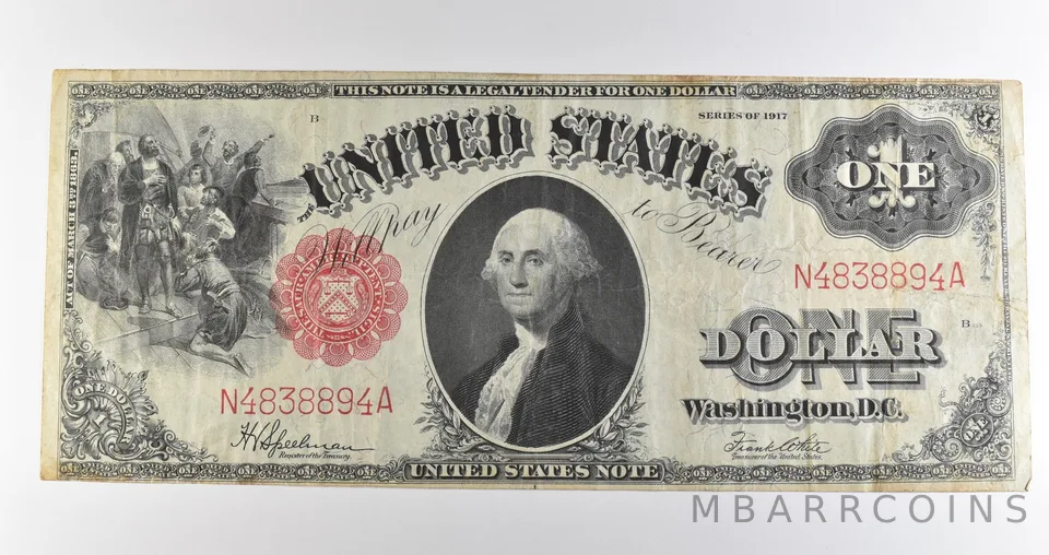 1917 $1 Legal Tender Large Note Red Seal *3558