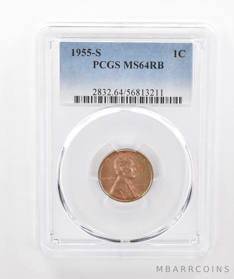 1955-S Lincoln Wheat Cent MS64 RB PCGS Beautiful Tone *2983