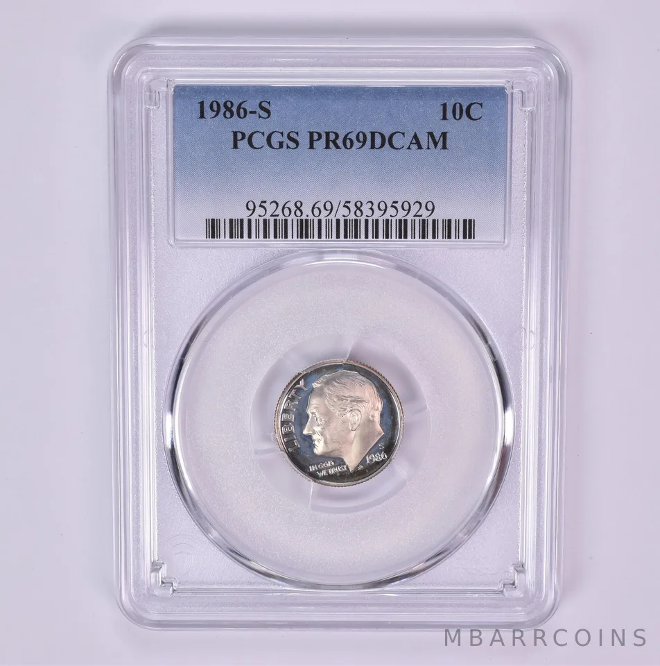 1986-S Roosevelt Dime PR69 DCAM PCGS Beautiful Tone *1496