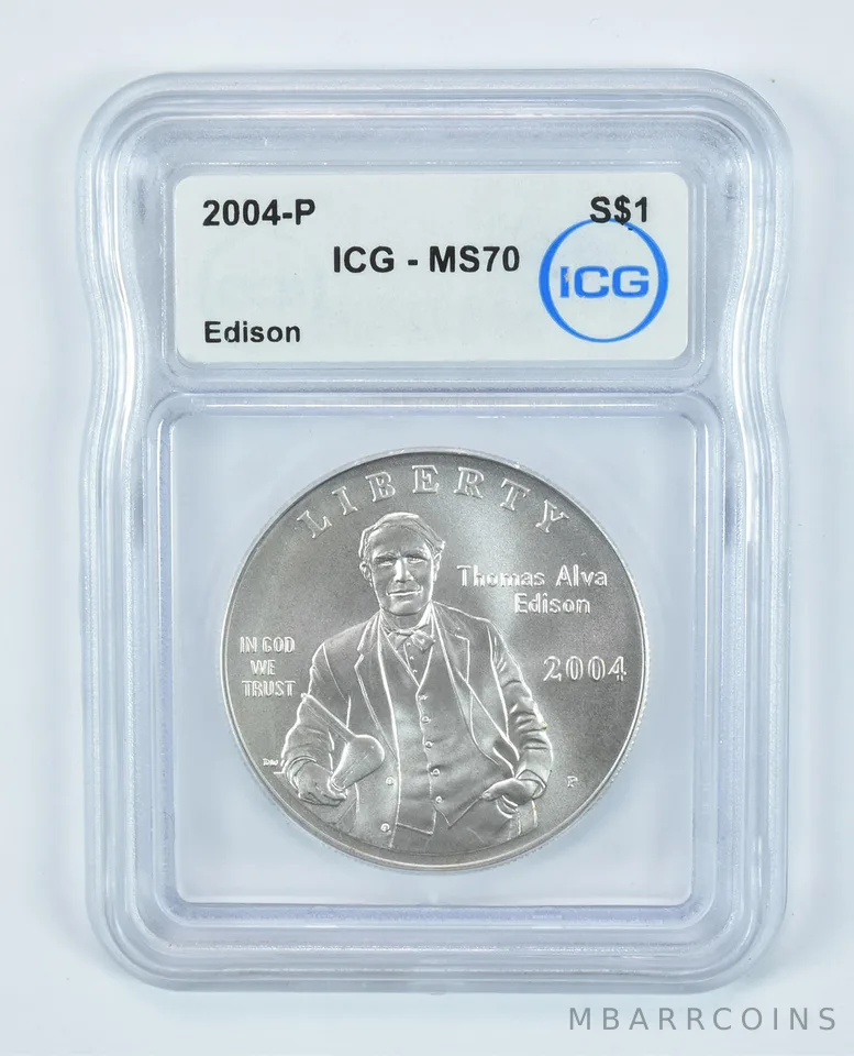 2004-P Thomas Edison Commemorative Silver Dollar MS70 ICG