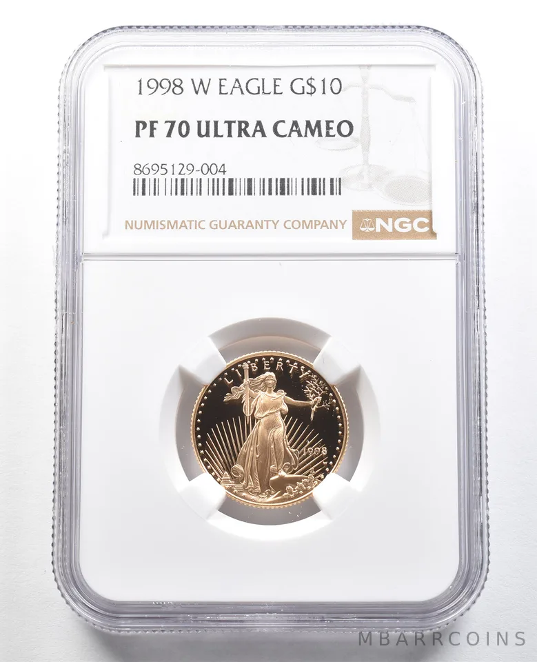 1998-W $10 American Gold Eagle 1/4 Oz Gold PF70 UCAM NGC