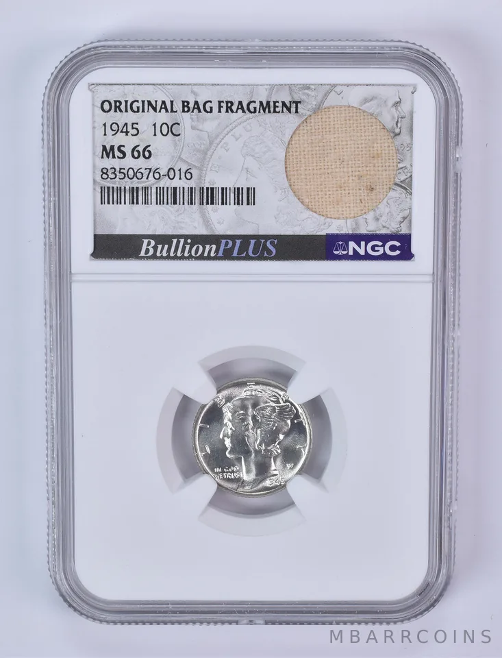 1945 Mercury Dime Original Bag Fragment MS66 NGC