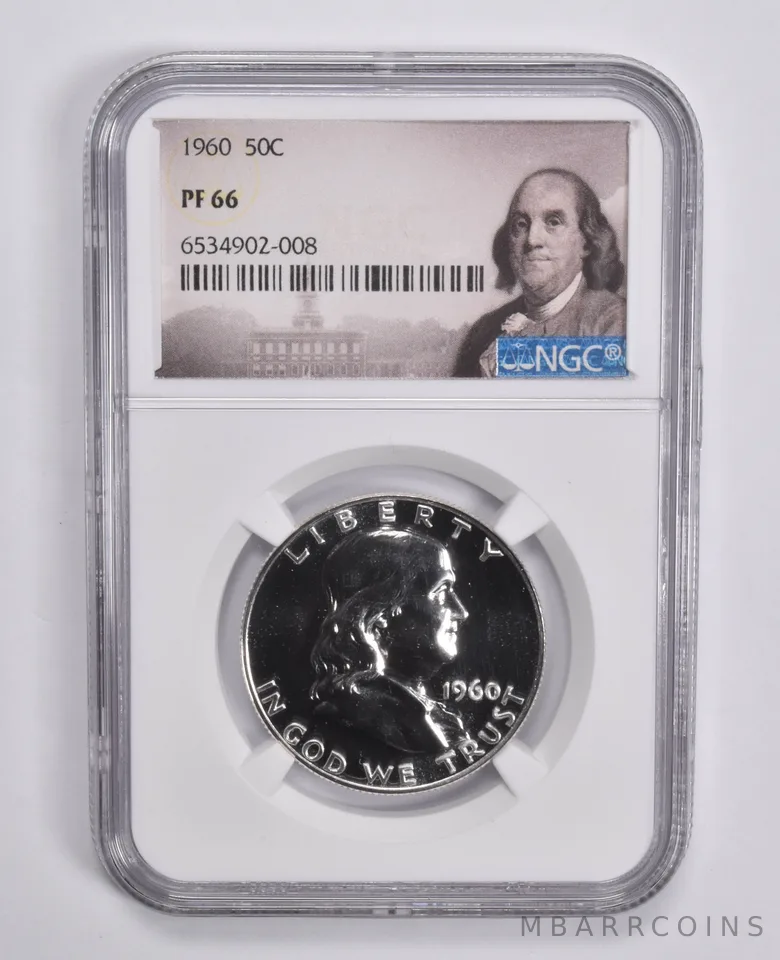 1960 Franklin Half Dollar PF66 NGC - White Coin Spot Free