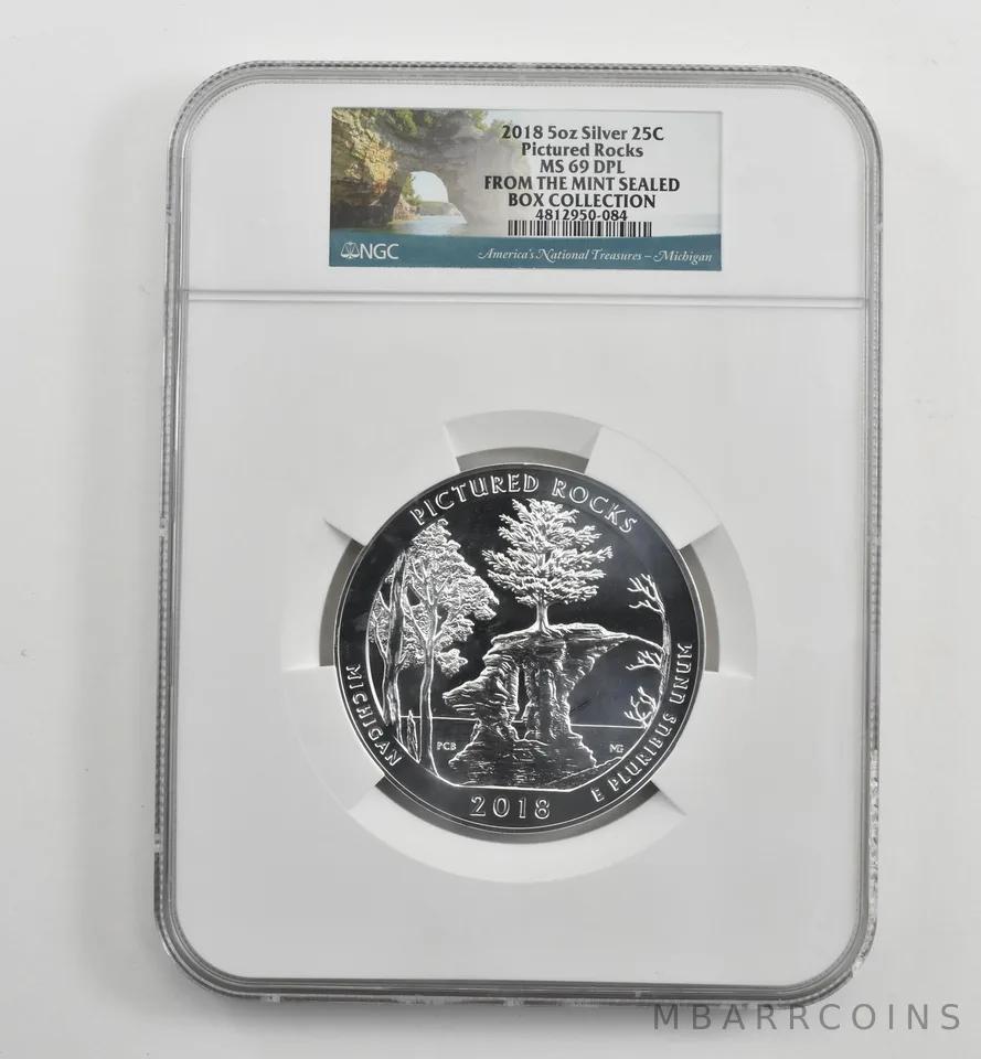 2018 5 Oz Silver Quarter ATB Pictured Rocks MS69 DPL NGC *1592