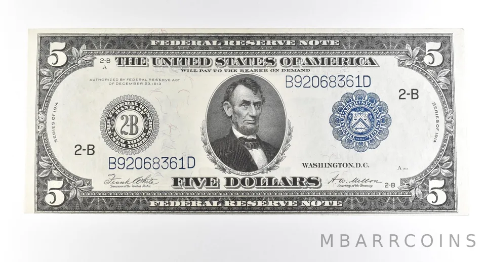 1914 $5 New York NY FRN Large Note Blue Seal *2741