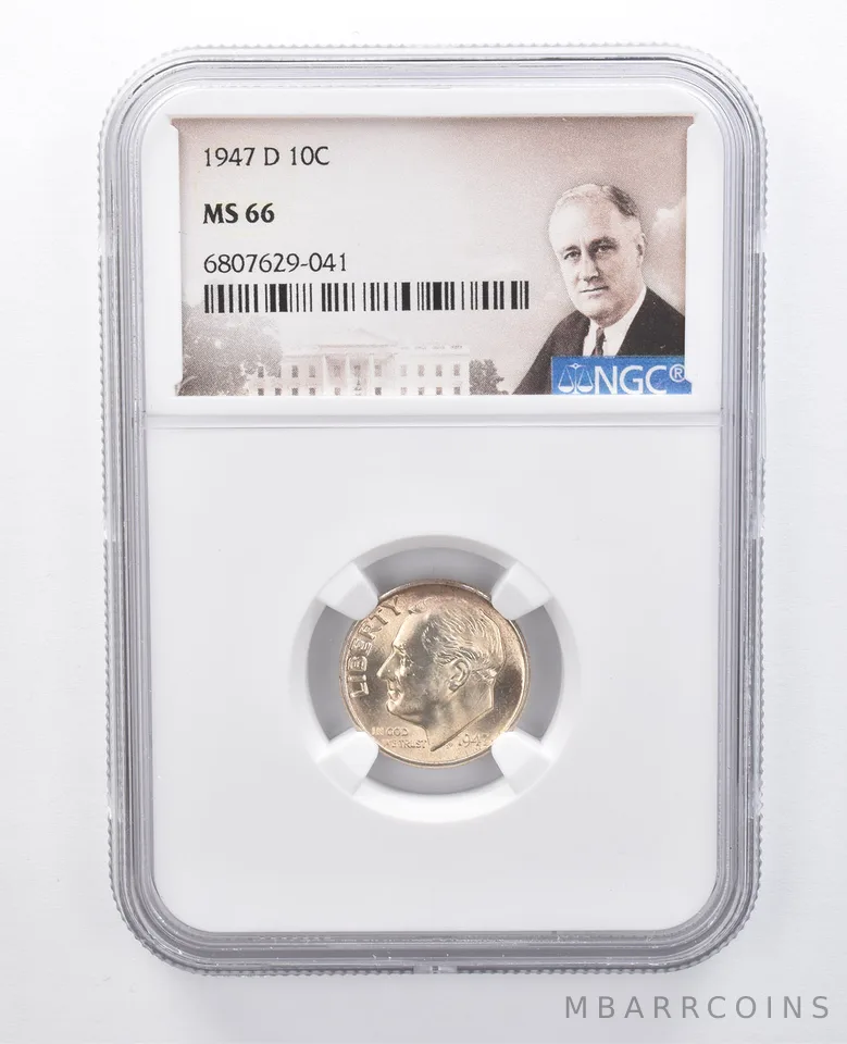 1947-D Roosevelt Dime MS66 NGC Beautiful Sheen *7955