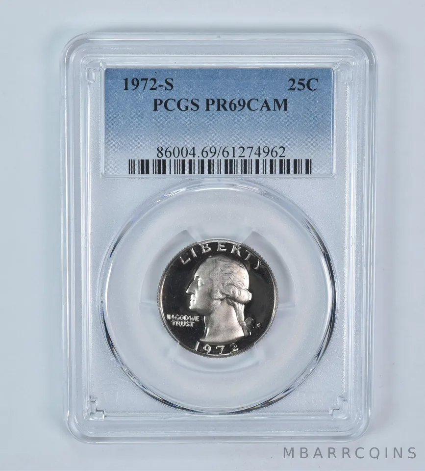 1972-S Washington Quarter PR69 CAM PCGS Blue Label