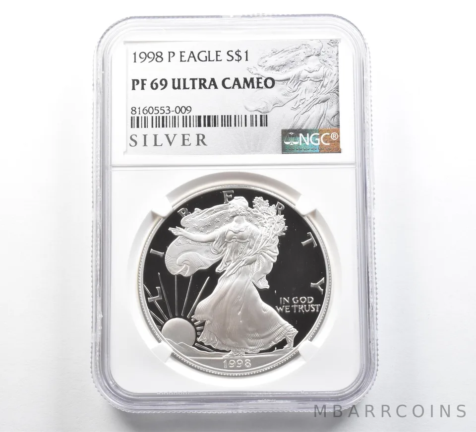 1998-P American Silver Eagle PF69 UCAM NGC Silver Label