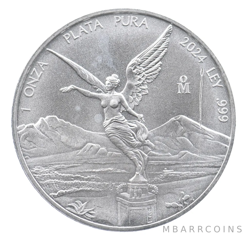 2024 Mo Mexico 1 Onza Silver Libertad Strike Through Error *8886