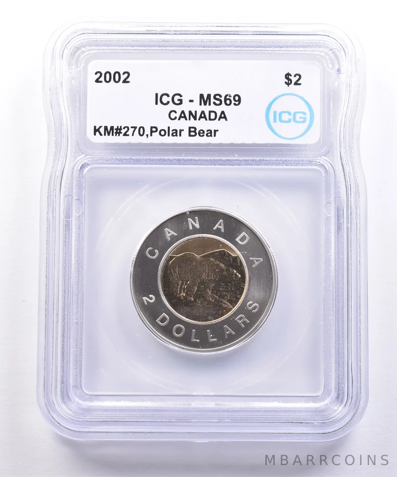 2002 Canada 2 Dollars Polar Bear MS69 ICG