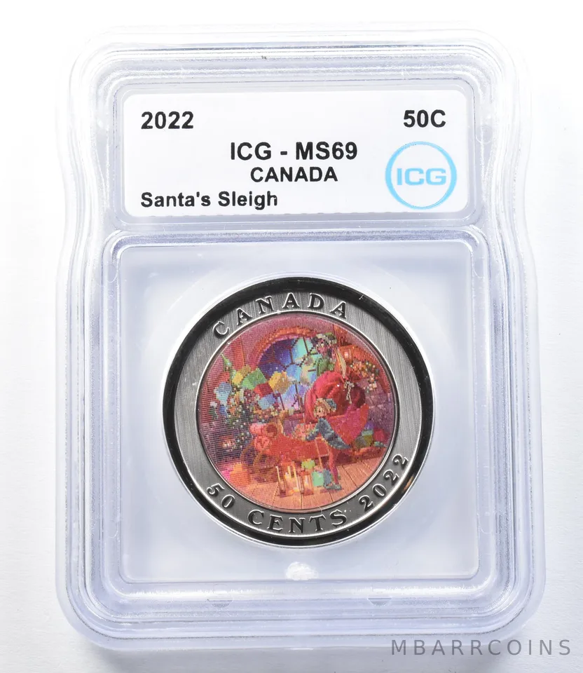 2022 Canada 50 Cents Santa's Sleigh MS69 ICG *8875
