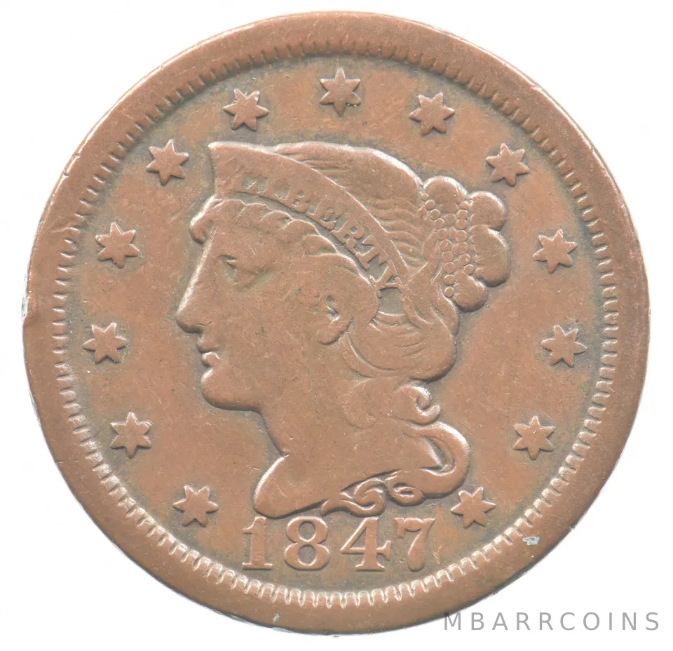 1847 Braided Hair Large Cent *7539