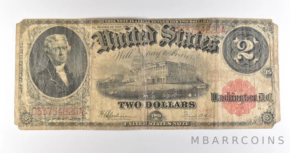 1917 $2 Legal Tender Red Seal Large Note Fr#60 *4684