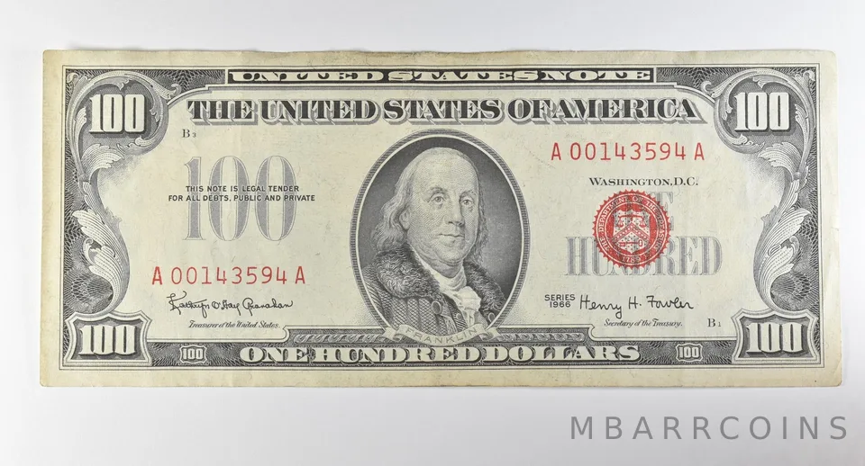 1966 $100 United States Note Red Seal *0356