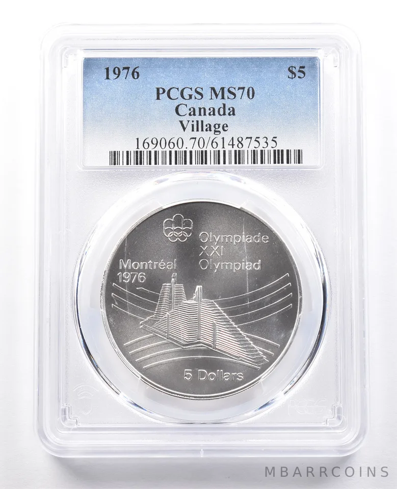 1976 Canada 5 Dollars Silver Montreal Olympics Village MS70 PCGS