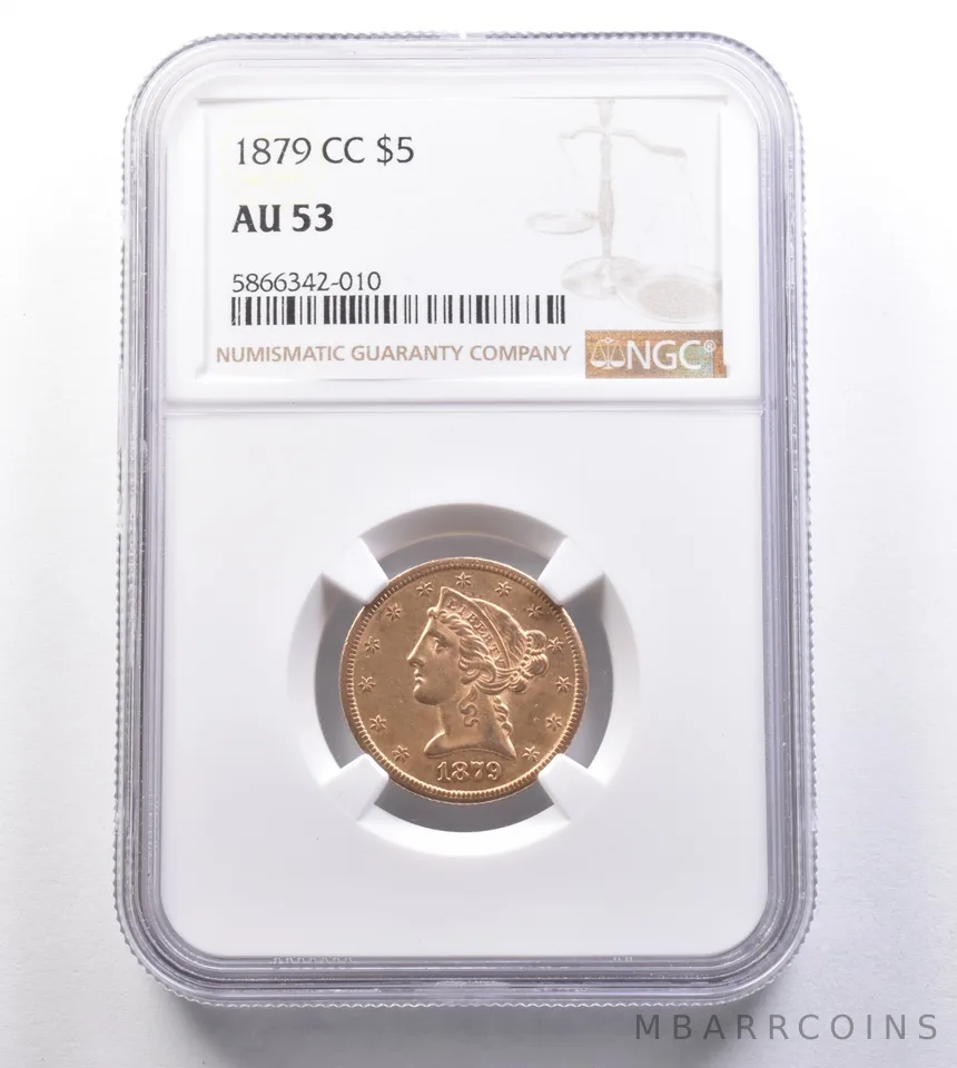 1879-CC $5 Liberty Head Gold Half Eagle AU53 NGC PQ *6224