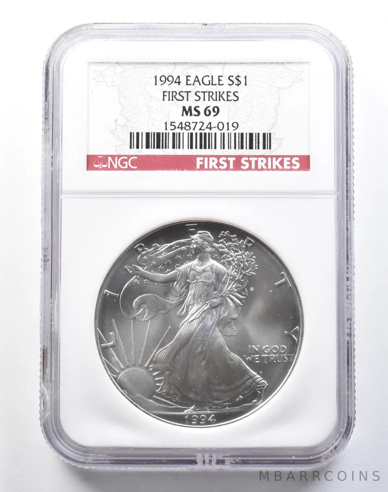 1994 American Silver Eagle First Strikes MS69 NGC *1374