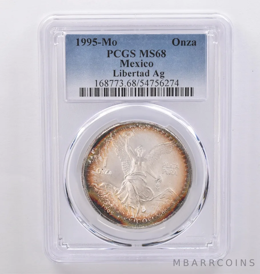 1995 Mo Mexico 1 Onza Silver Libertad MS68 PCGS Beautiful Tone *8949