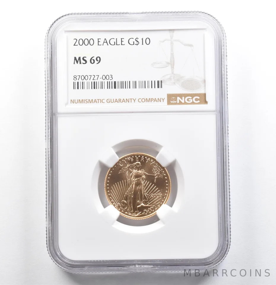 2000 $10 American Gold Eagle 1/4 Oz Gold MS69 NGC