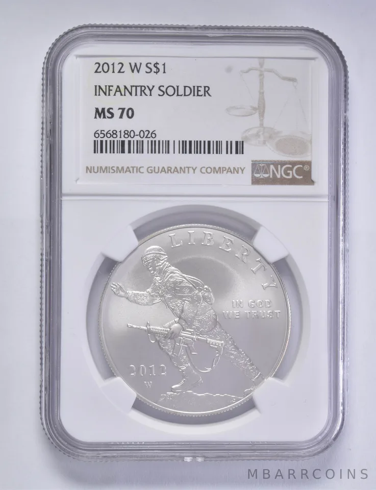 2012-W Infantry Soldier Commemorative Silver Dollar $1 MS70 NGC Brown Lbl