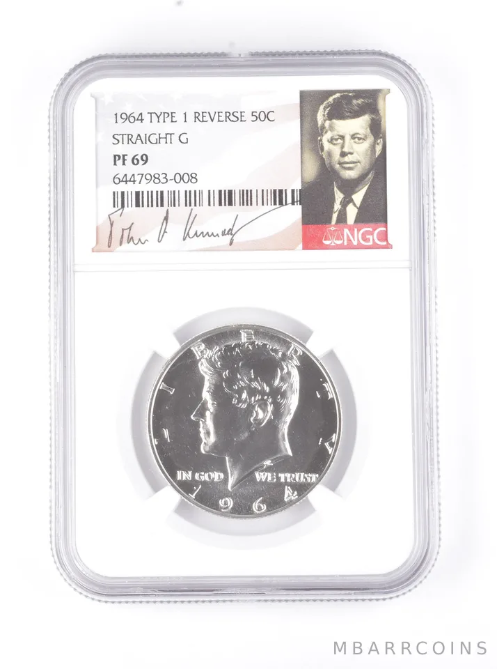 PF69 1964 Kennedy Half Dollar Type 1 REV Straight G Signed Label NGC *7793