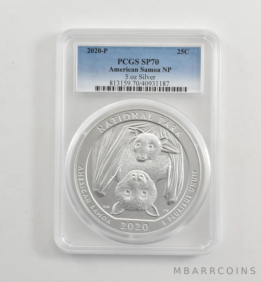 2020-P 5 Oz Silver Quarter ATB American Samoa SP70 PCGS *1770