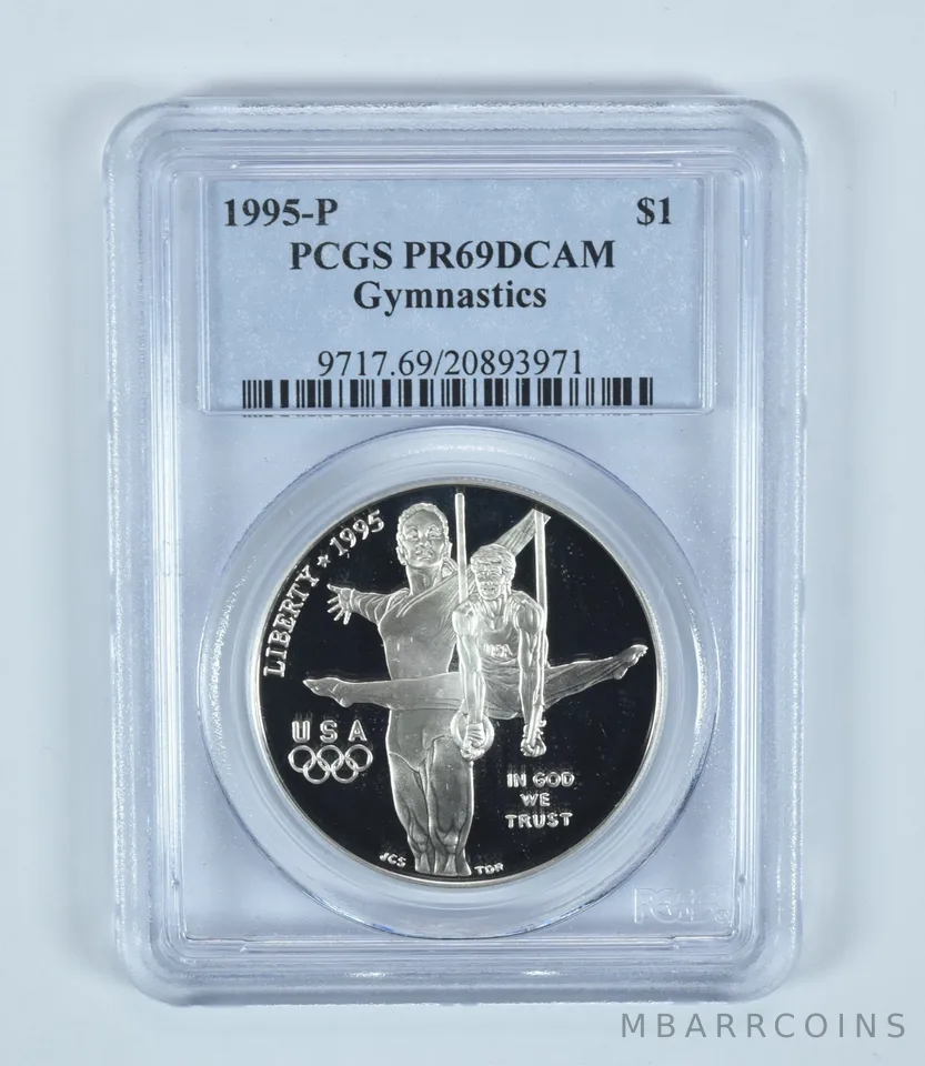 1995-P Olympic Gymnastics Commemorative Dollar PR69 DCAM PCGS Blue Label