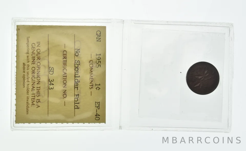 1955 Canada 1 Cent No Shoulder Fold a7987